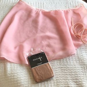 Girls size S-M dance skirt/wrap, tights size 12-16